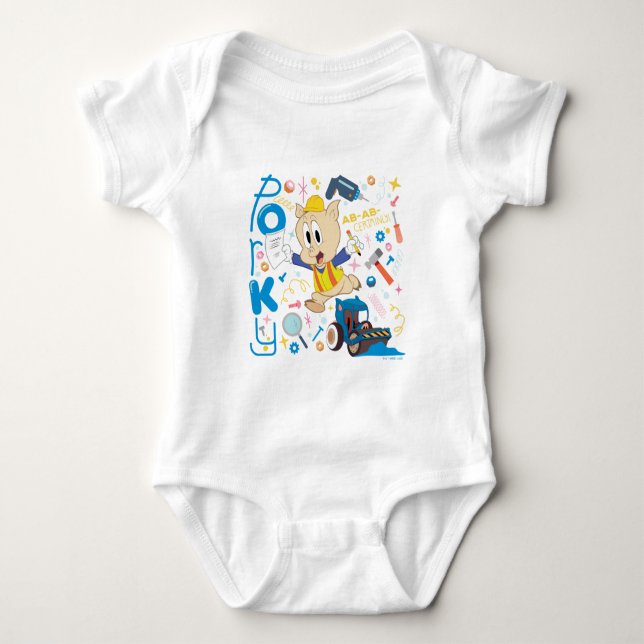 BUGS BUNNY BUILDERS™| Porky Pig Work Tools Baby Bodysuit (Front)