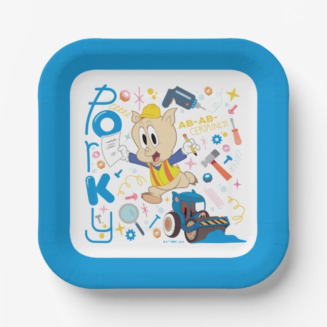 BUGS BUNNY BUILDERS™| Porky Pig Work Tools Paper Plate (Front)