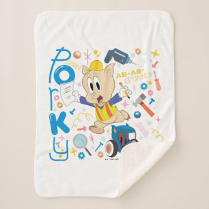BUGS BUNNY BUILDERS™  Porky Pig Work Tools Sherpa Blanket