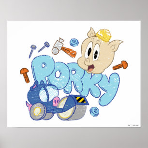 BUGS BUNNY BUILDERS™  Porky Sketch Art Poster