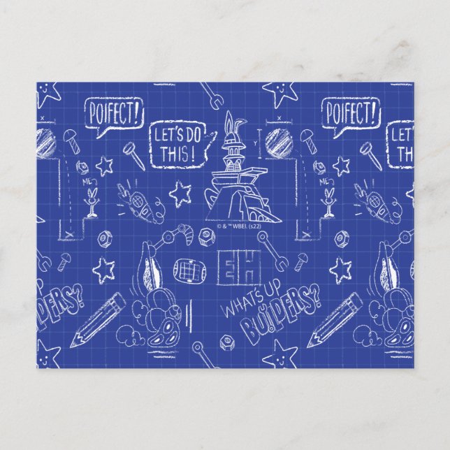 BUGS BUNNY BUILDERS™| Sketch Blueprint Pattern Postcard (Front)
