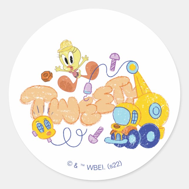 BUGS BUNNY BUILDERS™| TWEETY™ Sketch Art Classic Round Sticker (Front)