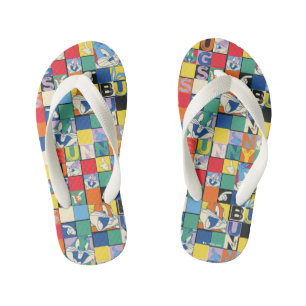 BUGS BUNNY™ Colorful Name and Face Checker Kid's Flip Flops