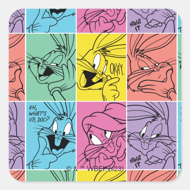 BUGS BUNNY™ Colour Block Expressions Square Sticker (Front)