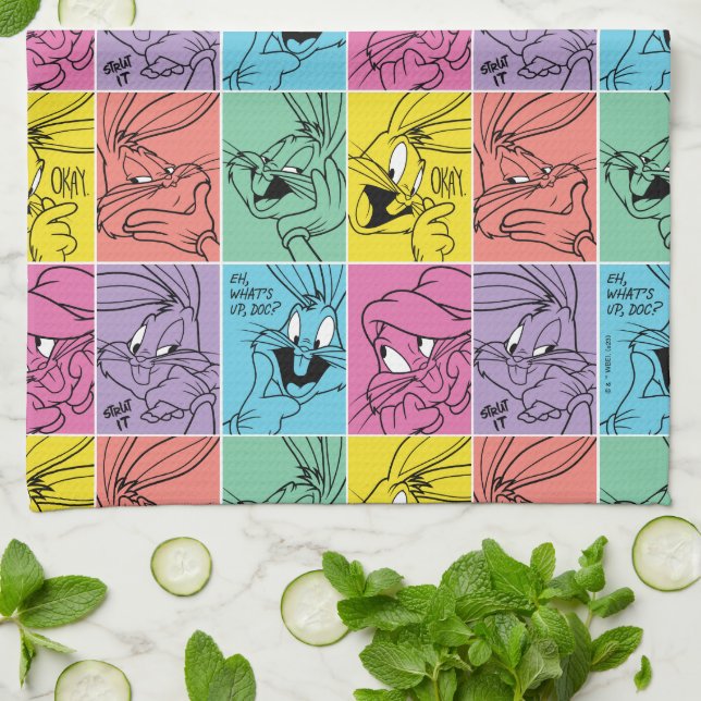 BUGS BUNNY™ Colour Block Expressions Tea Towel (Folded)