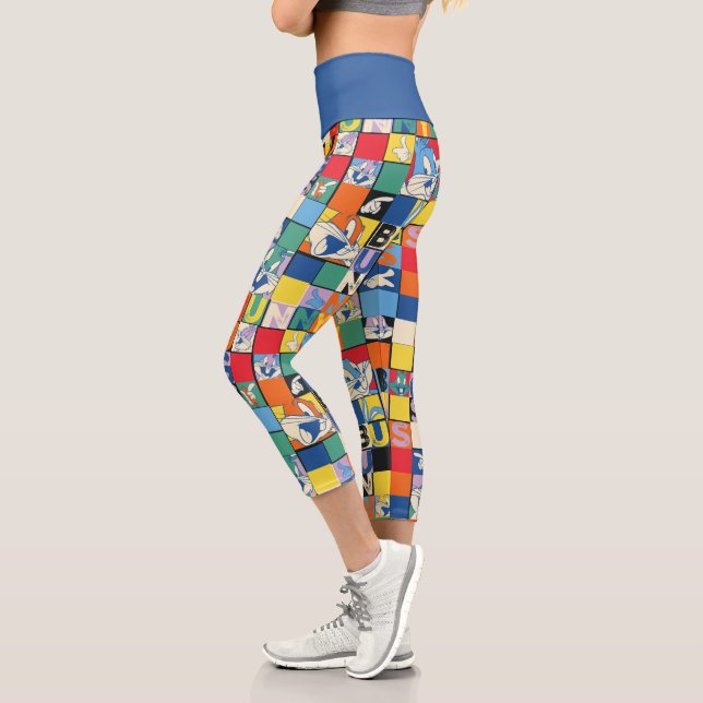 BUGS BUNNY™ Colourful Name and Face Chequered Capri Leggings (Left)