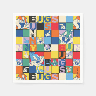 BUGS BUNNY™ Colourful Name and Face Chequered Napkin
