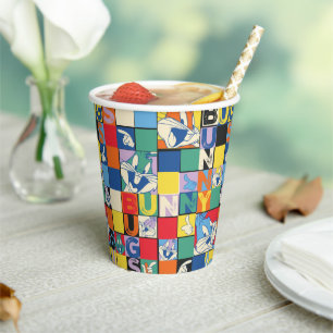 BUGS BUNNY™ Colourful Name and Face Chequered Paper Cups