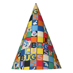 BUGS BUNNY™ Colourful Name and Face Chequered Party Hat