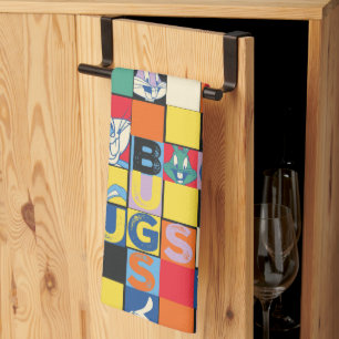 BUGS BUNNY™ Colourful Name and Face Chequered Tea Towel