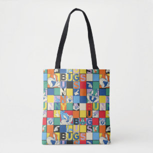 BUGS BUNNY™ Colourful Name and Face Chequered Tote Bag
