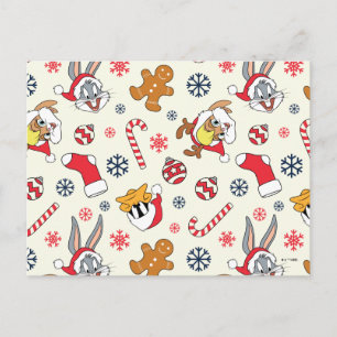 BUGS BUNNY™, DAFFY DUCK™ & Lola Christmas Pattern Postcard