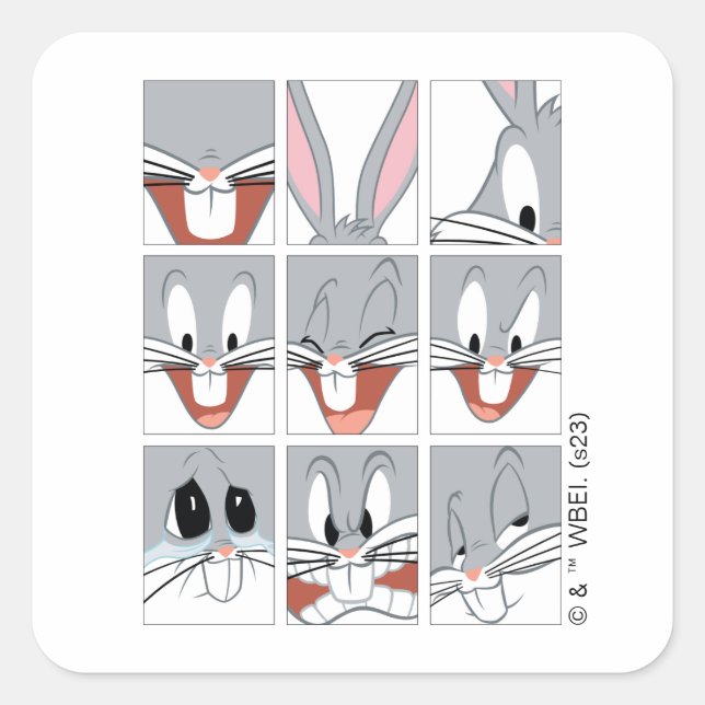 BUGS BUNNY™ Expression Blocks Square Sticker (Front)
