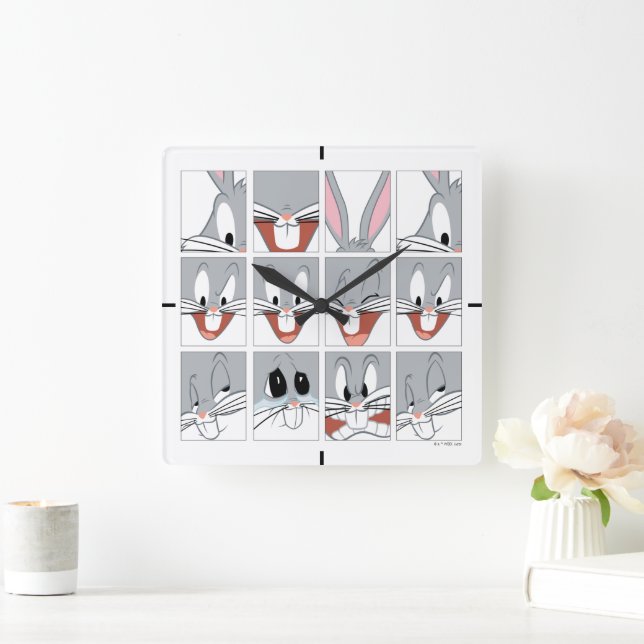 BUGS BUNNY™ Expression Blocks Square Wall Clock (Home)