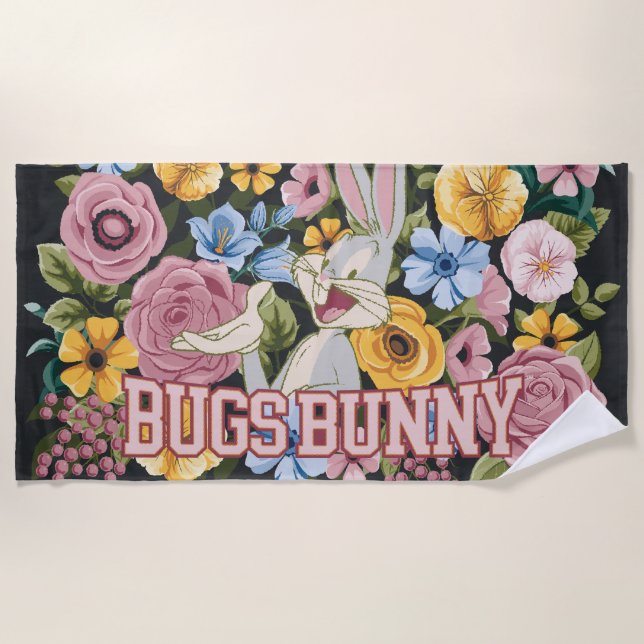 BUGS BUNNY™ Floral Embroidery Graphic Beach Towel (Front)
