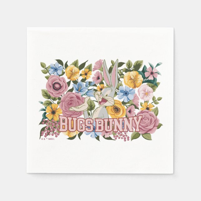 BUGS BUNNY™ Floral Embroidery Graphic Napkin (Front)