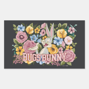 BUGS BUNNY™ Floral Embroidery Graphic Rectangular Sticker