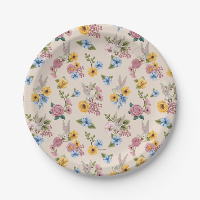 BUGS BUNNY™ Floral Embroidery Pattern Paper Plate (Front)