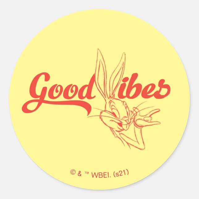 BUGS BUNNY™ | Good Vibes Classic Round Sticker (Front)