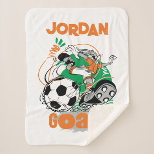 BUGS BUNNY™ Kicking Soccer Goal Sherpa Blanket