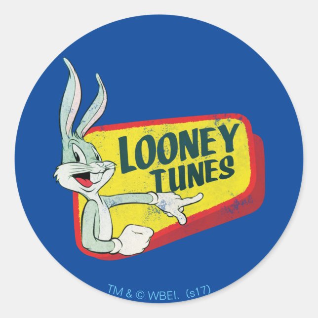 BUGS BUNNY™ LOONEY TUNES™ Retro Patch Classic Round Sticker (Front)