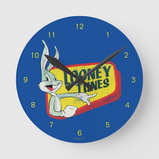BUGS BUNNY™ LOONEY TUNES™ Retro Patch Round Clock (Front)