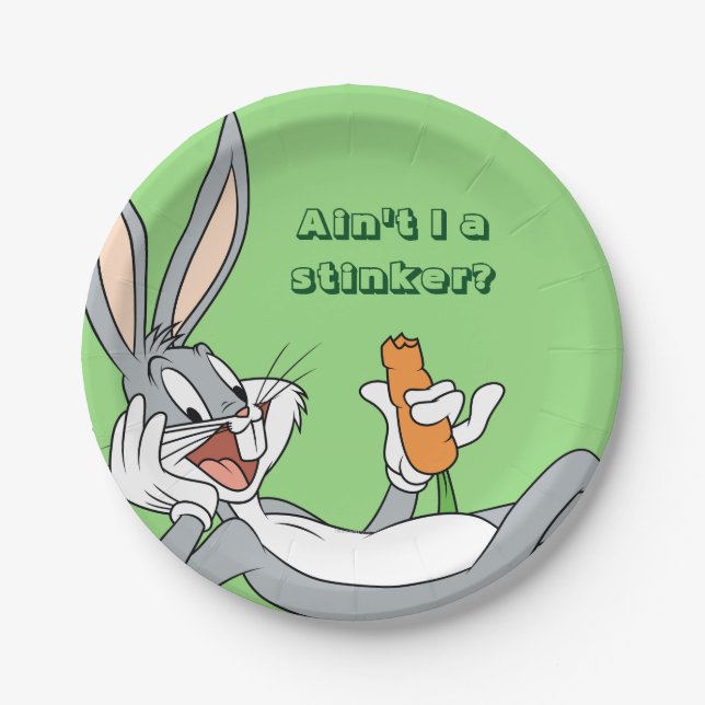 BUGS BUNNY™ Lying Down Eating Carrot Paper Plate (Front)