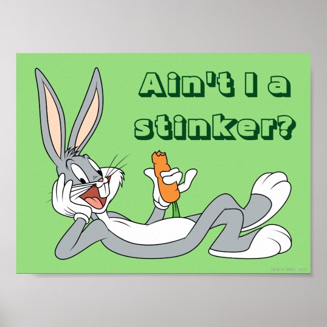 BUGS BUNNY™ Lying Down Eating Carrot Poster (Front)