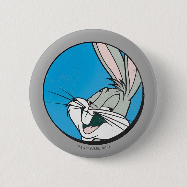 BUGS BUNNY™ Retro Blue Patch 6 Cm Round Badge (Front)