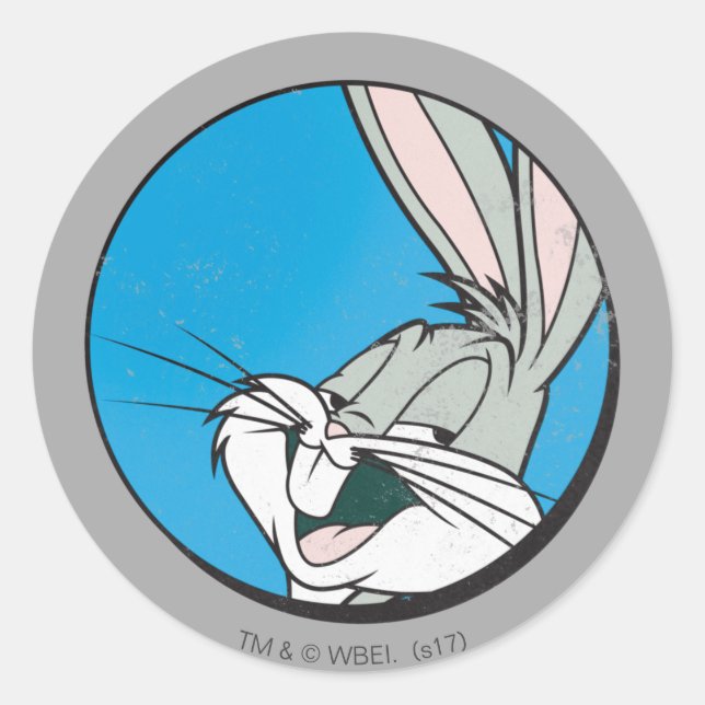 BUGS BUNNY™ Retro Blue Patch Classic Round Sticker (Front)