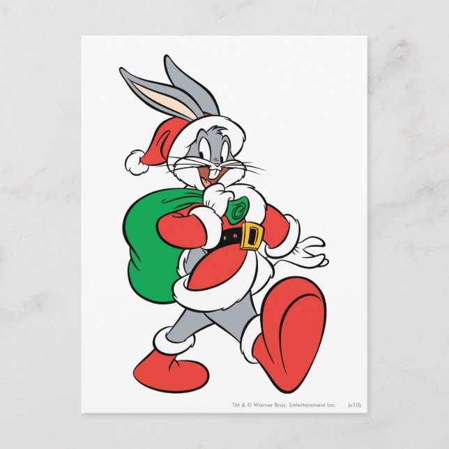 BUGS BUNNY™ Santa Holiday Postcard (Front)