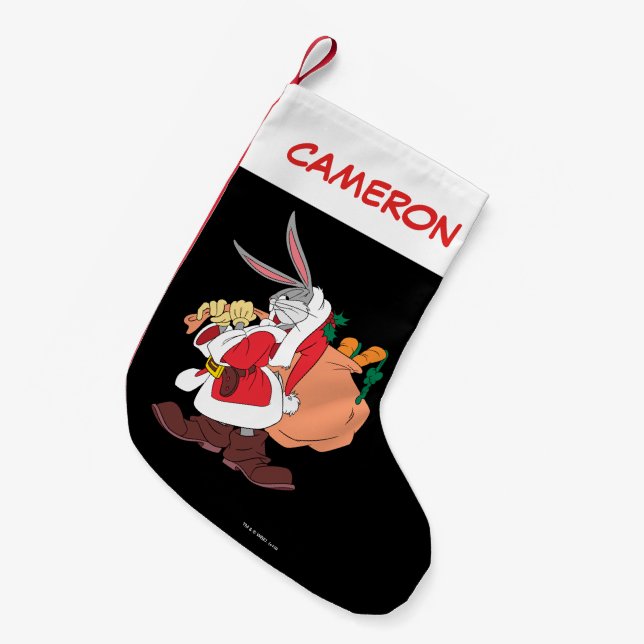 BUGS BUNNY™ Santa "My Side Hustle" Small Christmas Stocking (Front (Hanging))