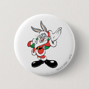 BUGS BUNNY™ Santa Waving 6 Cm Round Badge