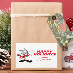 BUGS BUNNY™ Santa Waving   Happy Holidays Rectangular Sticker