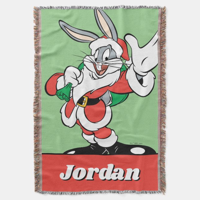 BUGS BUNNY™ Santa Waving Throw Blanket (Front Vertical)