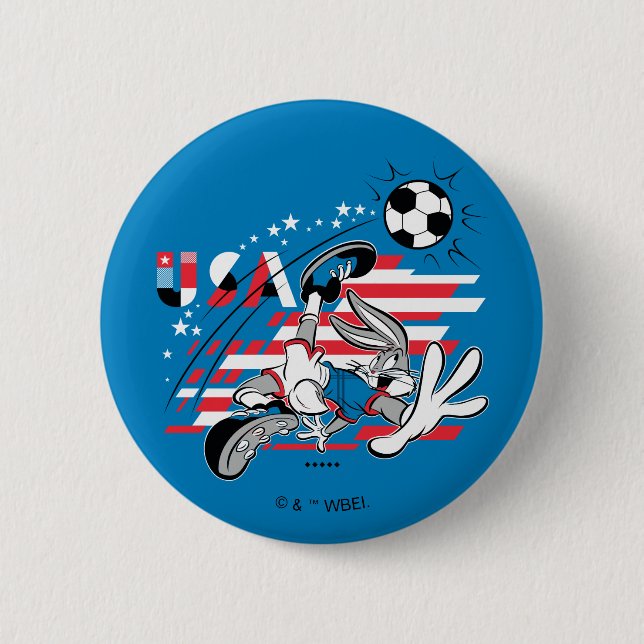 BUGS BUNNY™ Team USA Soccer Graphic 6 Cm Round Badge (Front)