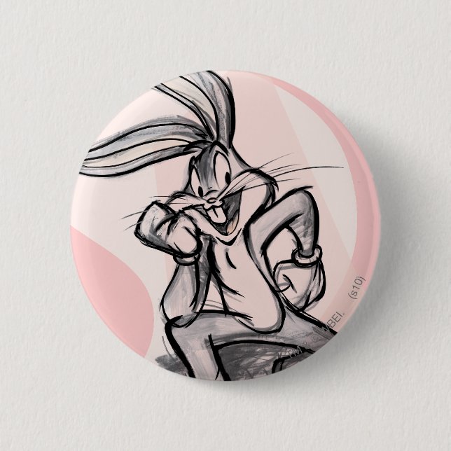 BUGS BUNNY™ Thinker Light Pink 6 Cm Round Badge (Front)