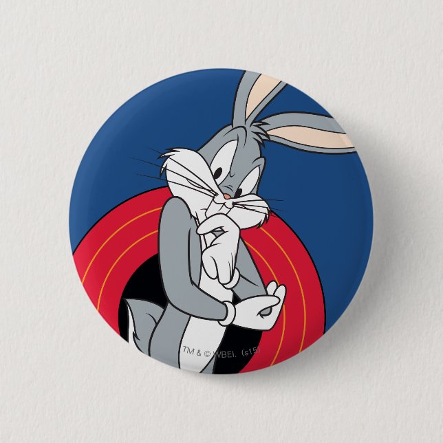BUGS BUNNY™ Through LOONEY TUNES™ Rings 6 Cm Round Badge (Front)