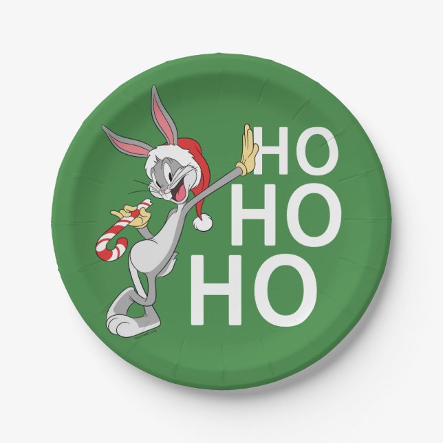 BUGS BUNNY™ With Candy Cane Paper Plate (Front)