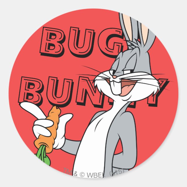 BUGS BUNNY™ With Carrot Classic Round Sticker (Front)