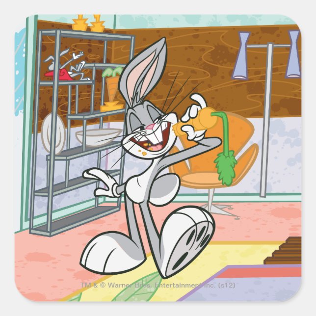 BUGS BUNNY™ With Carrot Square Sticker (Front)