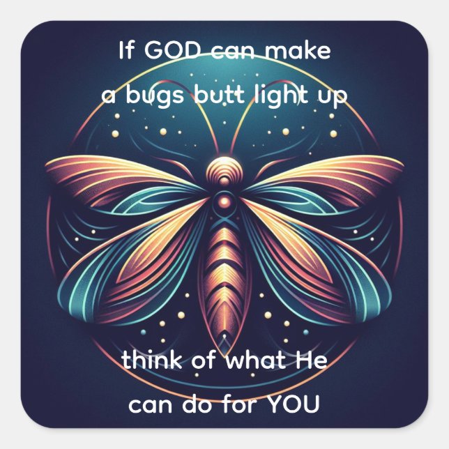 Bugs Butt Light Up Firefly Lightning bug Funny  Square Sticker (Front)