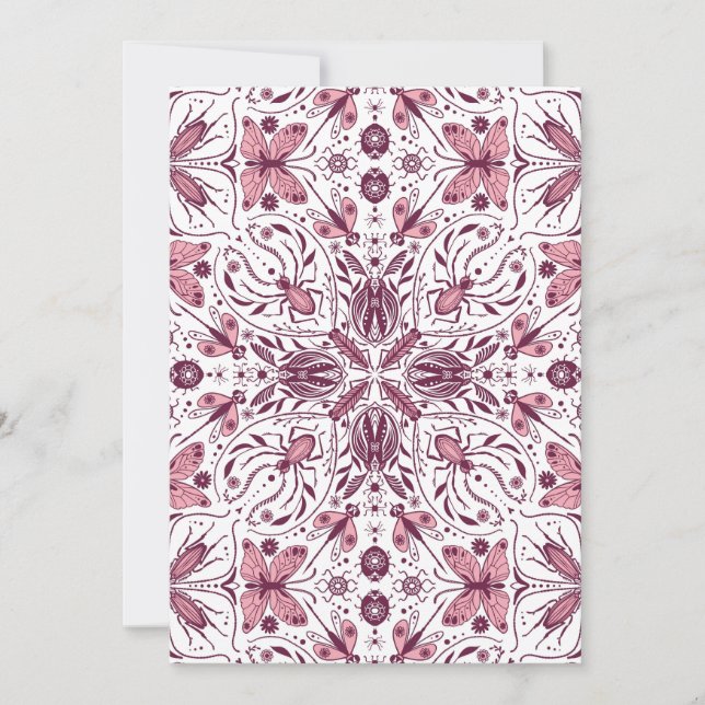 Bugs, dark magenta and pink on white (Front)