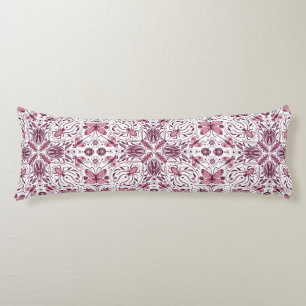 Bugs, dark magenta and pink on white body cushion