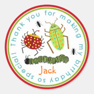 Bugs Insects Ladybugs Ants Birthday Favour Sticker