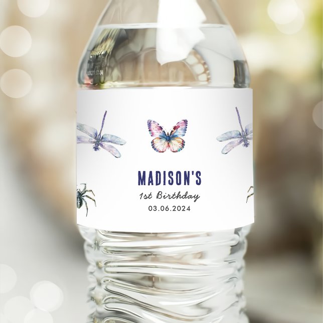 Bugs & Insects Vintage Birthday Party Water Bottle Label (Creator Uploaded)
