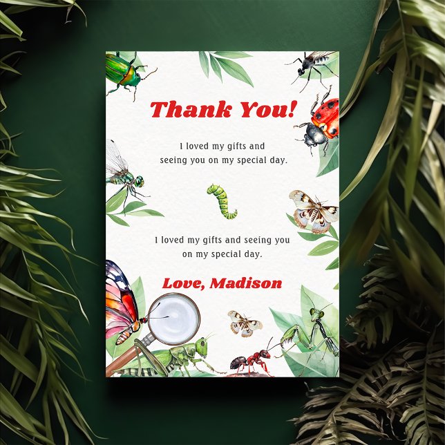 Bugs & Insects Vintage Birthday Thank You Card  (Creator Uploaded)