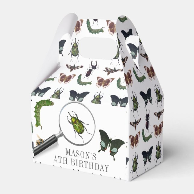Bugs & Insects Vintage Boy Birthday White Favour Box (Front Side)