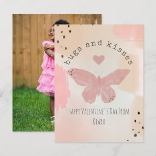 Bugs & Kisses Butterfly Classroom Valentine Photo Postcard