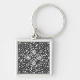 Bugs, off white on black key ring